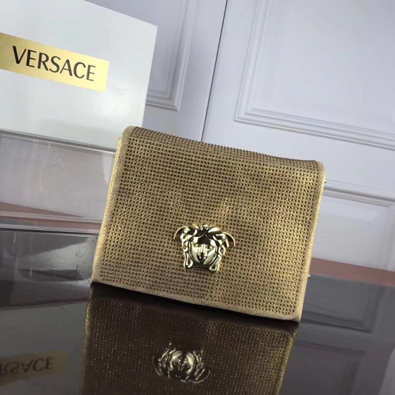 Versace Chain Handbags DBFG560 suede full diamond gold
